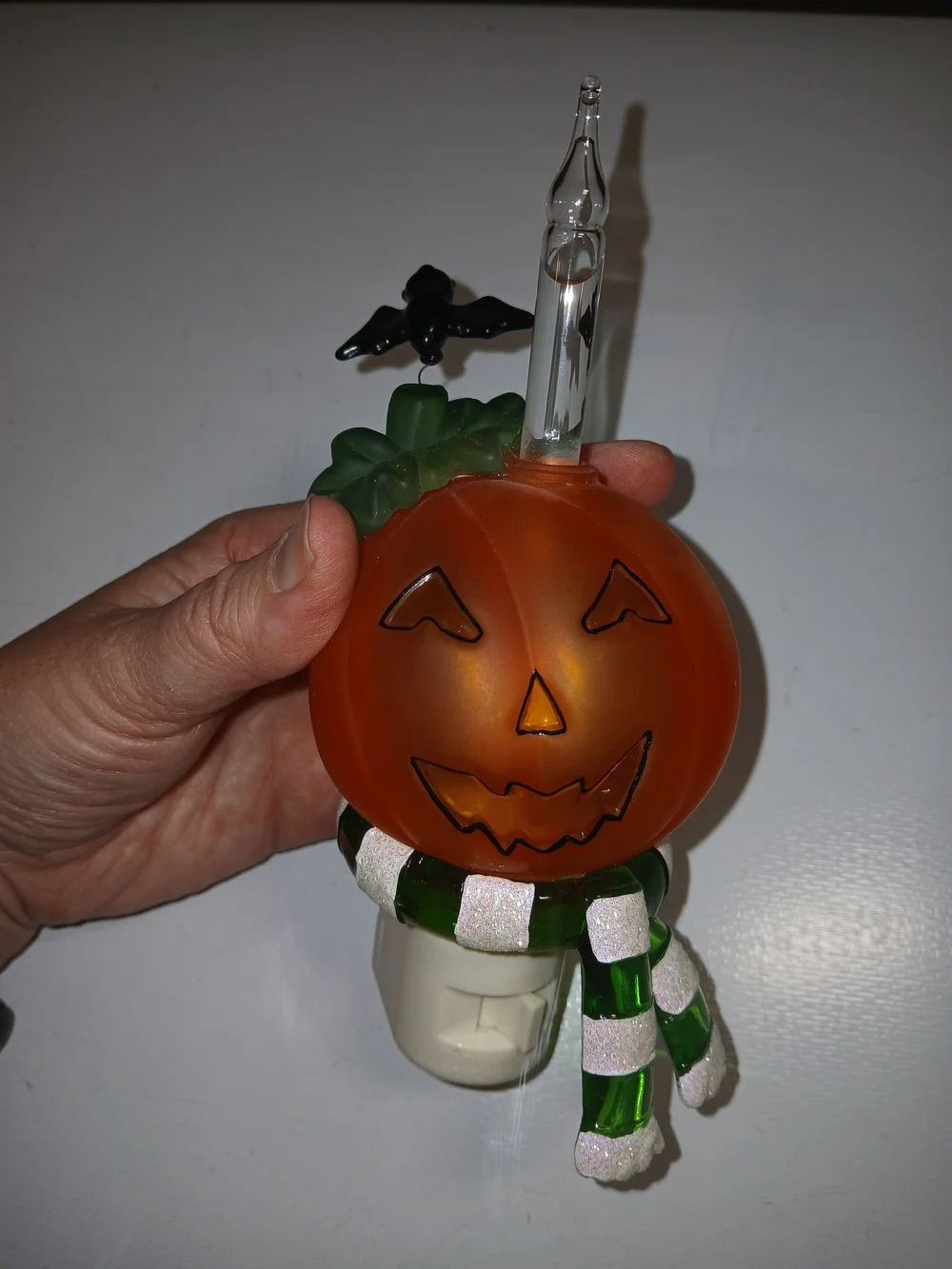 Halloween Pumpkin Plug-In Night Light with Green Scarf - Unknown Brand